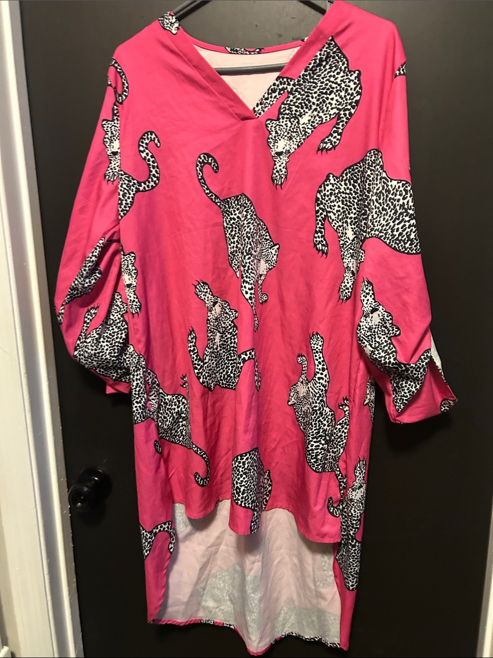 Urban Outfitters Hot Pink Leopard Print V-Neck Blouse